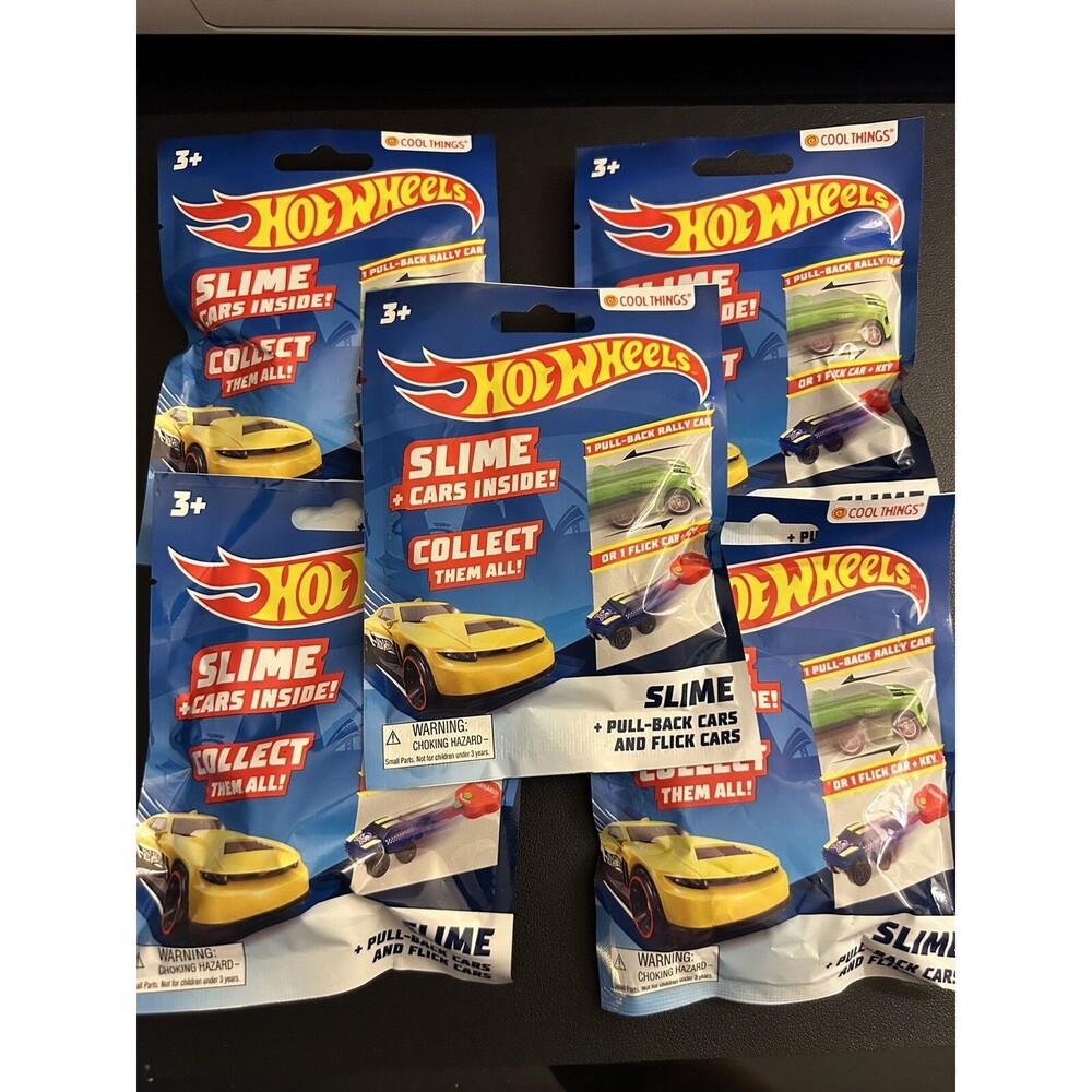 New Lot of 5 Hot Wheels Slime + Pull-Back Cars and Flick Cars Blind Bags BZ